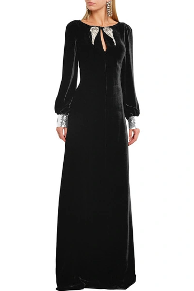 Shop Roberto Cavalli Embellished Velvet Gown