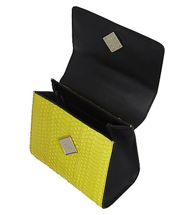 Shop Les Petits Joueurs Alex Black Widow Snakeskin-embossed Shoulder Bag In Yellow/black