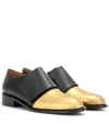 MARNI METALLIC LEATHER AND LEATHER MONK SHOES