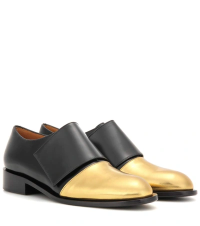 Shop Marni Metallic Leather And Leather Monk Shoes In Black