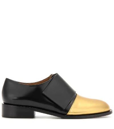 Shop Marni Metallic Leather And Leather Monk Shoes In Black