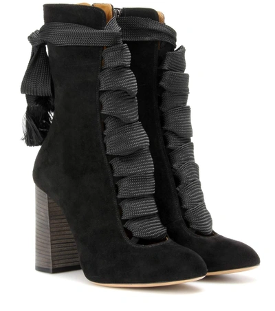 Shop Chloé Harper Suede Boots In Black