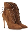 GIANVITO ROSSI EMPIRE LACE-UP SUEDE ANKLE BOOTS,P00185925
