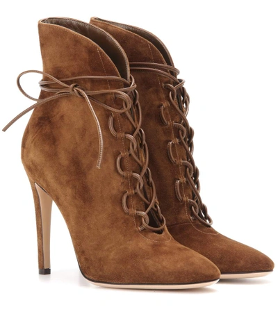 Gianvito Rossi Empire Lace-up Suede Ankle Boots In Brown