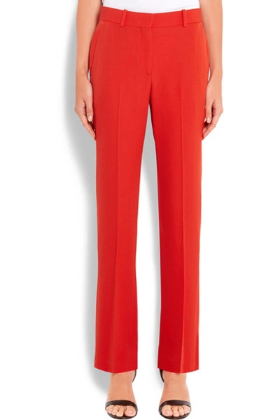 Shop Givenchy Cropped Straight-leg Pants In Red Grain De Poudre Wool