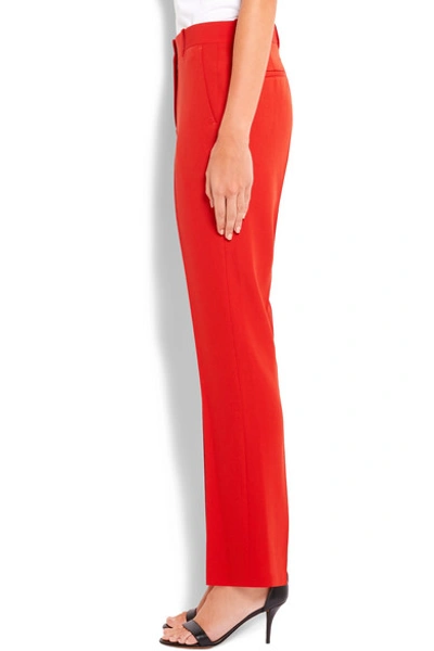 Shop Givenchy Cropped Straight-leg Pants In Red Grain De Poudre Wool