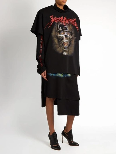 Vetements Layered Printed Cotton-jersey T-shirt Dress In Black