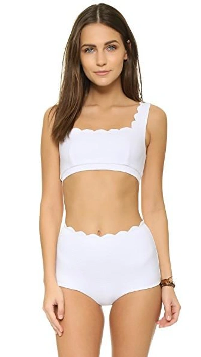 Shop Marysia Palm Springs High Waist Bikini Bottoms In White