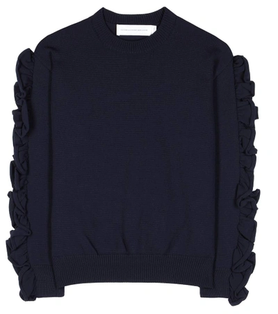 Victoria Victoria Beckham Pullover With Ruffled Sleeves In Eavy