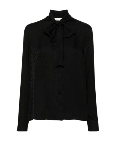 Palm Angels Black Silk Blouse In Black