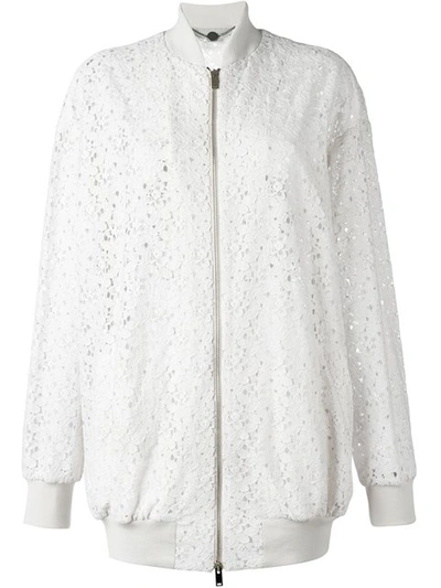 Stella Mccartney Woman Simone Embroidered Cotton-blend Corded Lace Bomber Jacket Pastel Pink In Pink & Purple