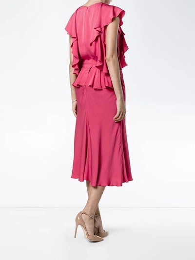 Shop Alexander Mcqueen Ruffled Midi Dress In Pink