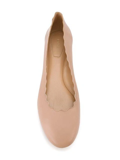 Shop Chloé Leather Lauren Ballerinas In Pink