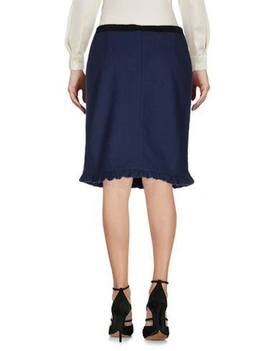 Shop Marni Knee Length Skirts In Dark Blue