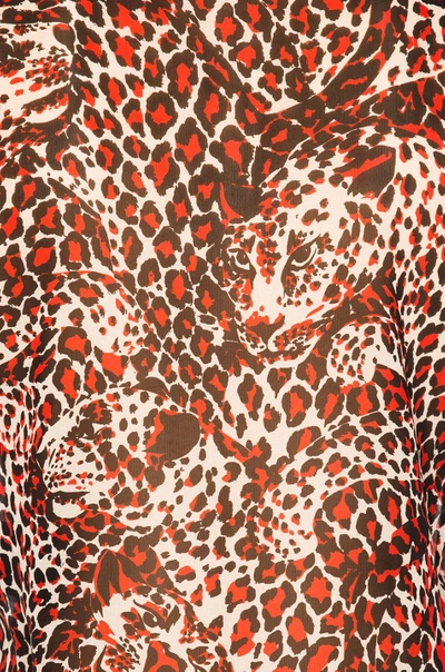 Shop Saint Laurent Leopard Print Blouse In Shell Rouge & Noir