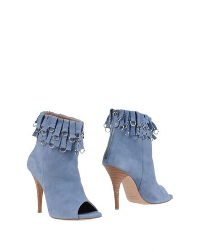 Balmain Ankle Boots In Sky Blue