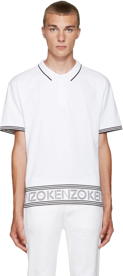 Shop Kenzo White Logo & Stripes Polo