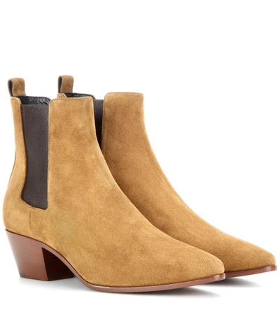 Saint Laurent Suede Ankle Boots In Tae