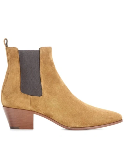 Shop Saint Laurent Suede Ankle Boots In Tae