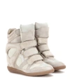 ISABEL MARANT BEKETT LEATHER AND SUEDE SNEAKERS,P00189374