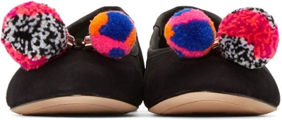 Shop Sophia Webster Black Pom Pom Bo Flats