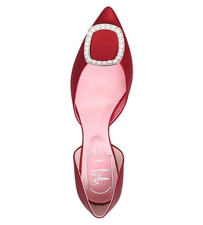 Shop Roger Vivier Sexy Choc Satin Ballerina Flats In Red