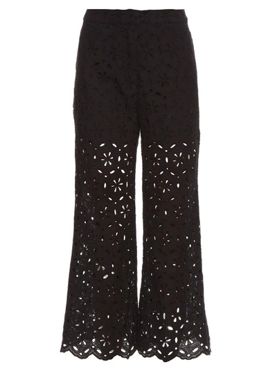 Zimmermann Pavilion Broderie-anglaise Cropped Trousers In Black