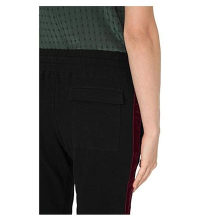 Shop Haider Ackermann Velvet-trim Cropped Cotton Trousers In Black Wine