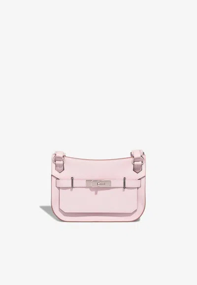Pre-owned Hermes Mini Jypsiere Verso In Mauve Pale And New White Evercolor With Palladium Hardware