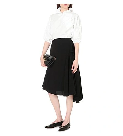 Shop Jw Anderson Asymmetric Ruched Silk Skirt In Black