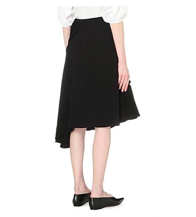 Shop Jw Anderson Asymmetric Ruched Silk Skirt In Black
