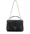Saint Laurent Medium Grained Matelasse Quilted Leather Shoulder Bag - Black In Eero