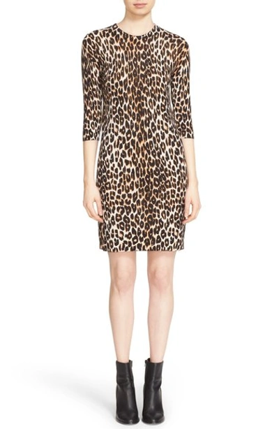 Shop Equipment 'marta' Leopard Print Silk & Cashmere Knit Dress In Natural