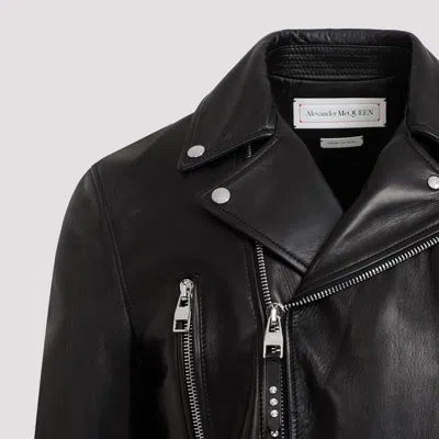 Alexander Mcqueen Slim-fit Zip-detailed Leather Biker Jacket