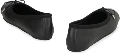 Alexander Mcqueen Black Ballet Flats With Metallic Toe In Smooth Leather Woman