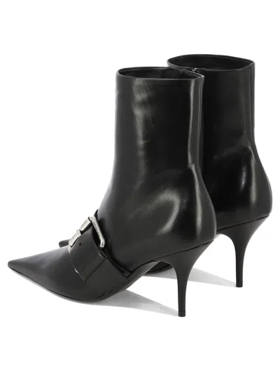 Balenciaga Women Leather Ankle Boots With Maxi Buckle In Black