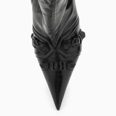 Balenciaga Cagole Leather Pointy-toe Boots In Black