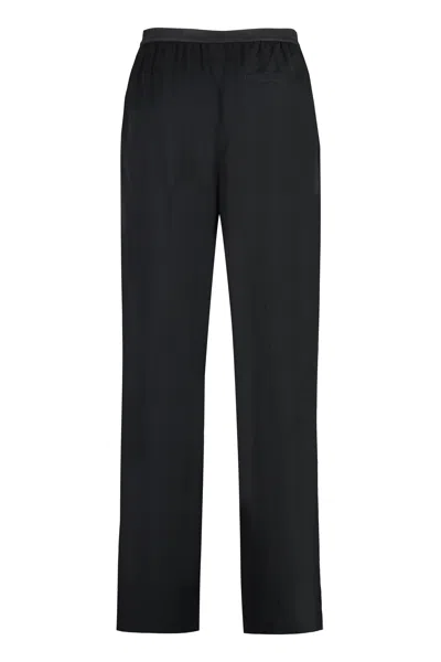 Balenciaga Black Pants With Elastic Drawstring And Side Band With Logo Lettering In Tech Fabric Man