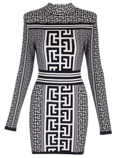 Balmain Structured Knit Dress With Marked Waist