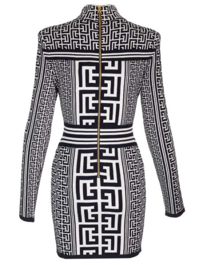Balmain Structured Knit Dress With Marked Waist