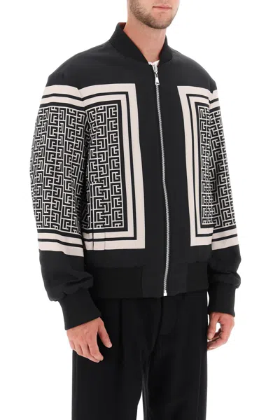 Balmain Monogram-print Reversible Bomber Jacket