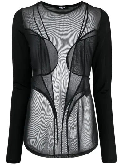 Balmain Semi-sheer Panelled Top