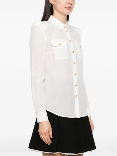 Balmain Button-embellished Silk Crepe De Chine Shirt