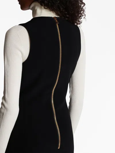 Balmain V-neck Button-front Minidress