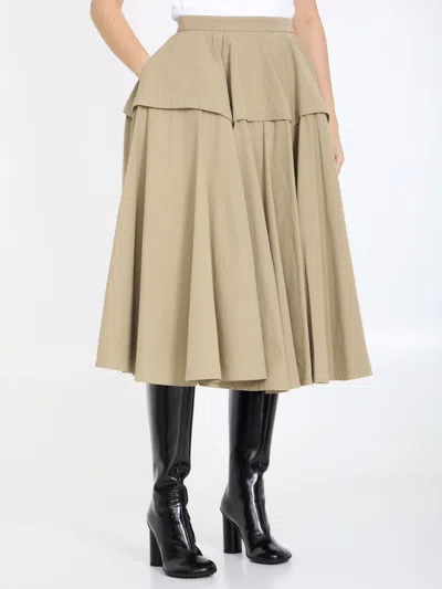 Bottega Veneta Layered Pleated Cotton-poplin Midi Skirt