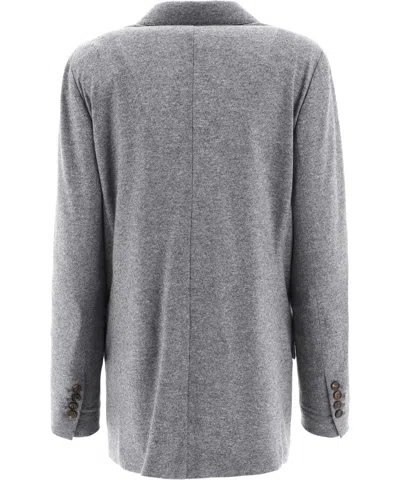 Brunello Cucinelli Cashmere Jersey Deconstructed Blazer With Monili