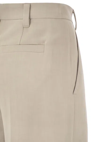Brunello Cucinelli Women Slouchy Trousers In Sparkling Linen Canvas With Jewellery In Neutral