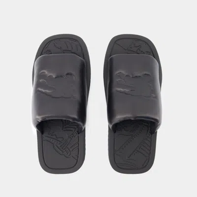 Burberry Ekd-debossed Leather Slab Slide
