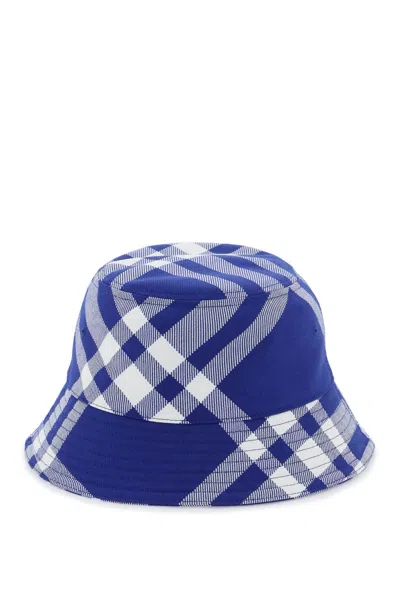 Burberry Checkered Wool Blend Bucket Hat With Two Air Vents