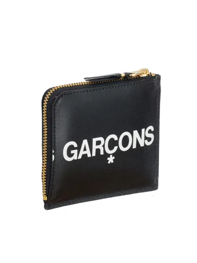 Comme Des Garçons Wallet Portafoglio In Pelle Di Vitello Nero Con Logo Grande Sa3100hl